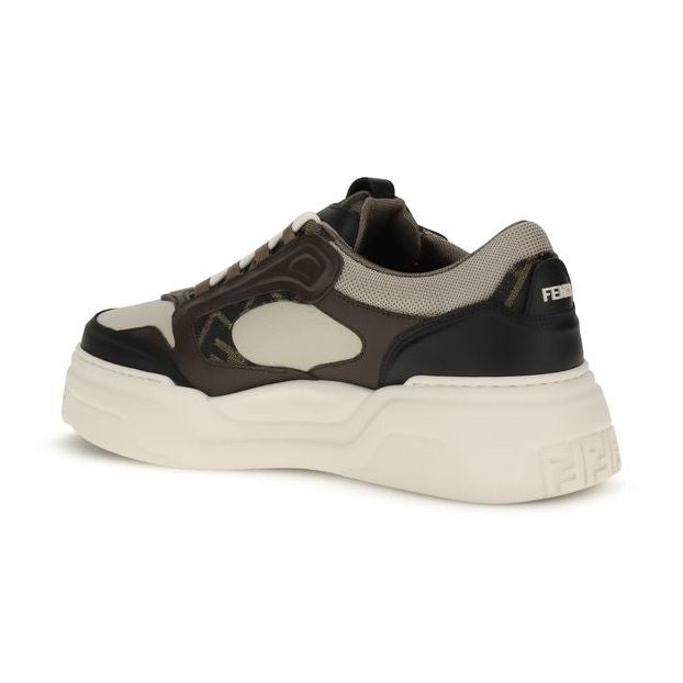 Fendi Black Calf Leather Bos Taurus Chunky Sneakers