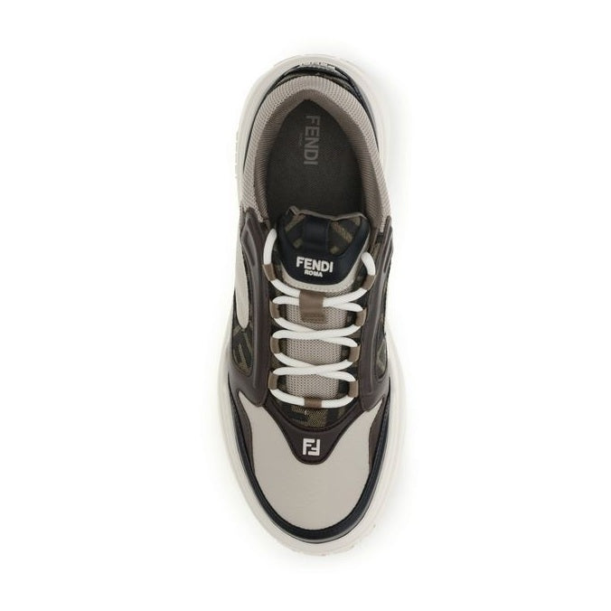 Fendi Black Calf Leather Bos Taurus Chunky Sneakers