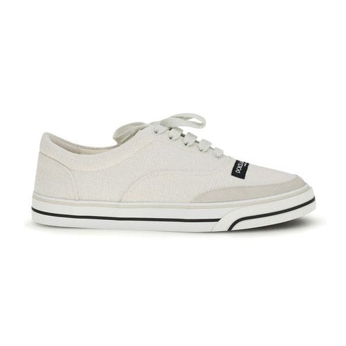 Dolce & Gabbana White Linen Low Top Sneakers