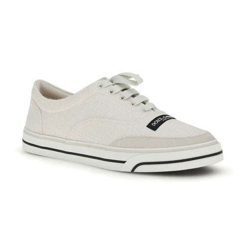 Dolce & Gabbana White Linen Low Top Sneakers