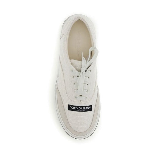 Dolce & Gabbana White Linen Low Top Sneakers