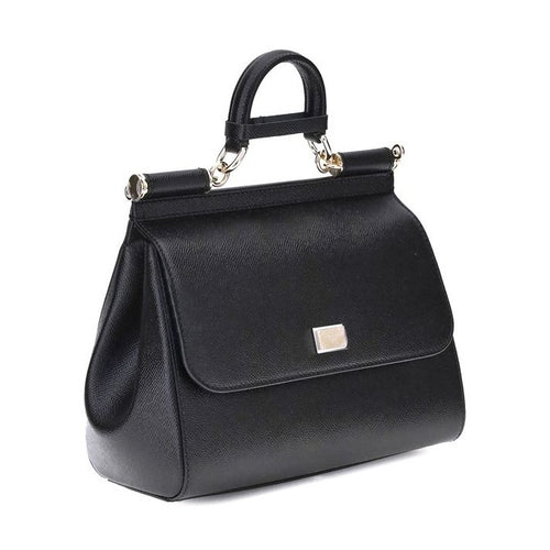 Dolce & Gabbana Black Calf Leather Bos Taurus Shoulder Bag