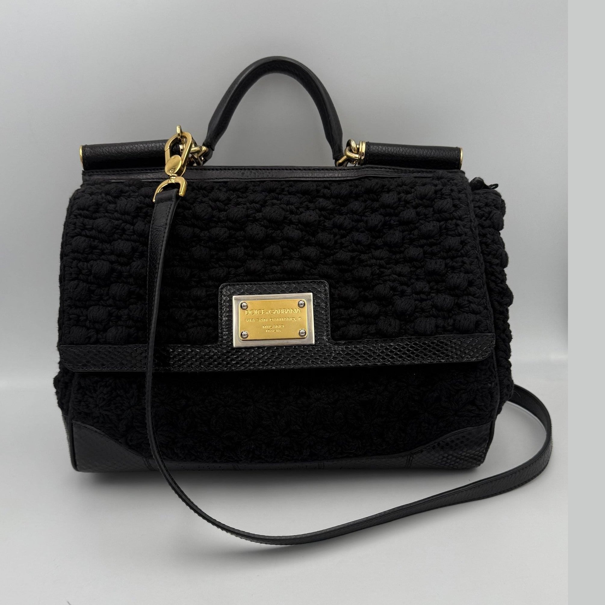 Dolce & Gabbana DOLCE & GABBANA Sicily Python and Macramé Handbag
