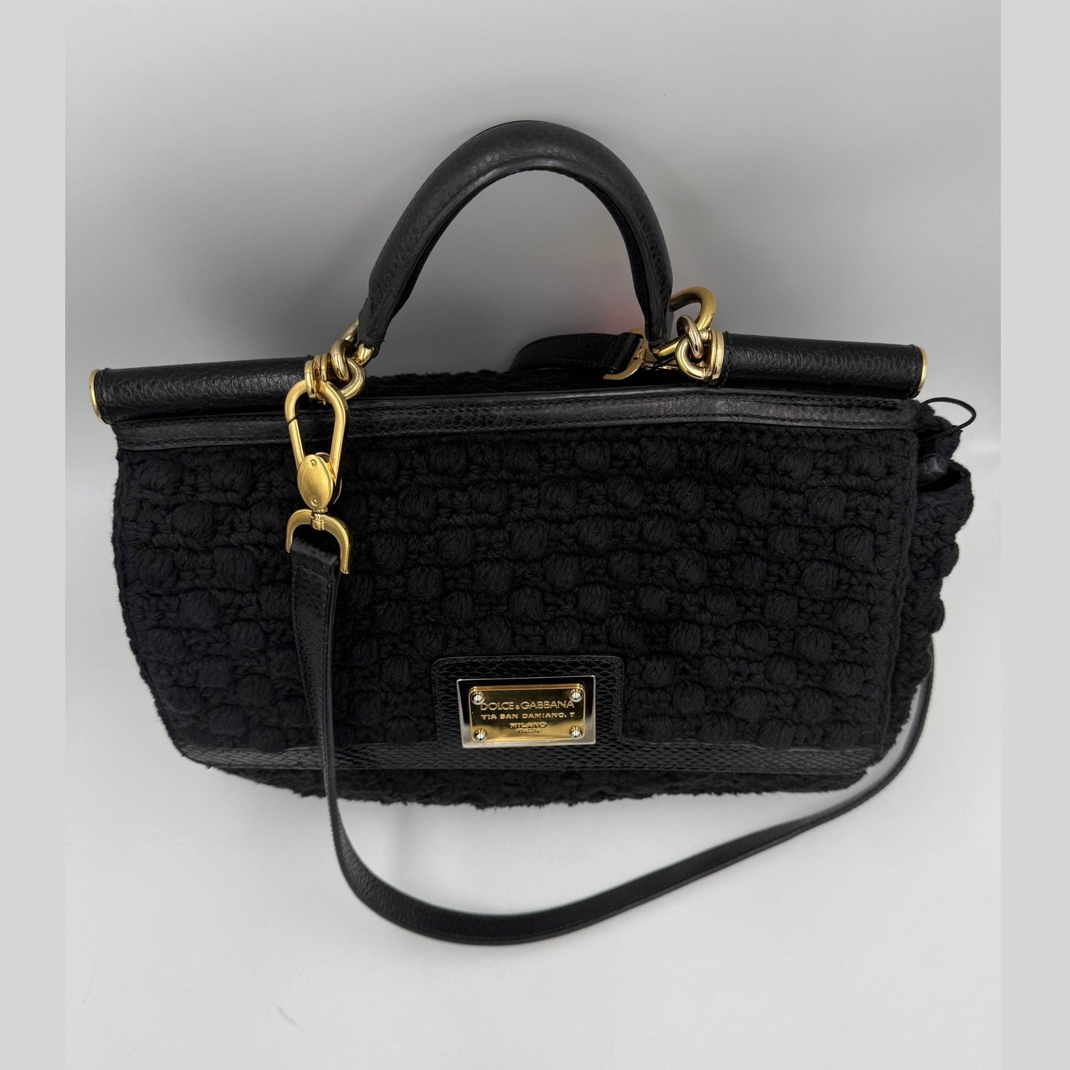 Dolce & Gabbana DOLCE & GABBANA Sicily Python and Macramé Handbag