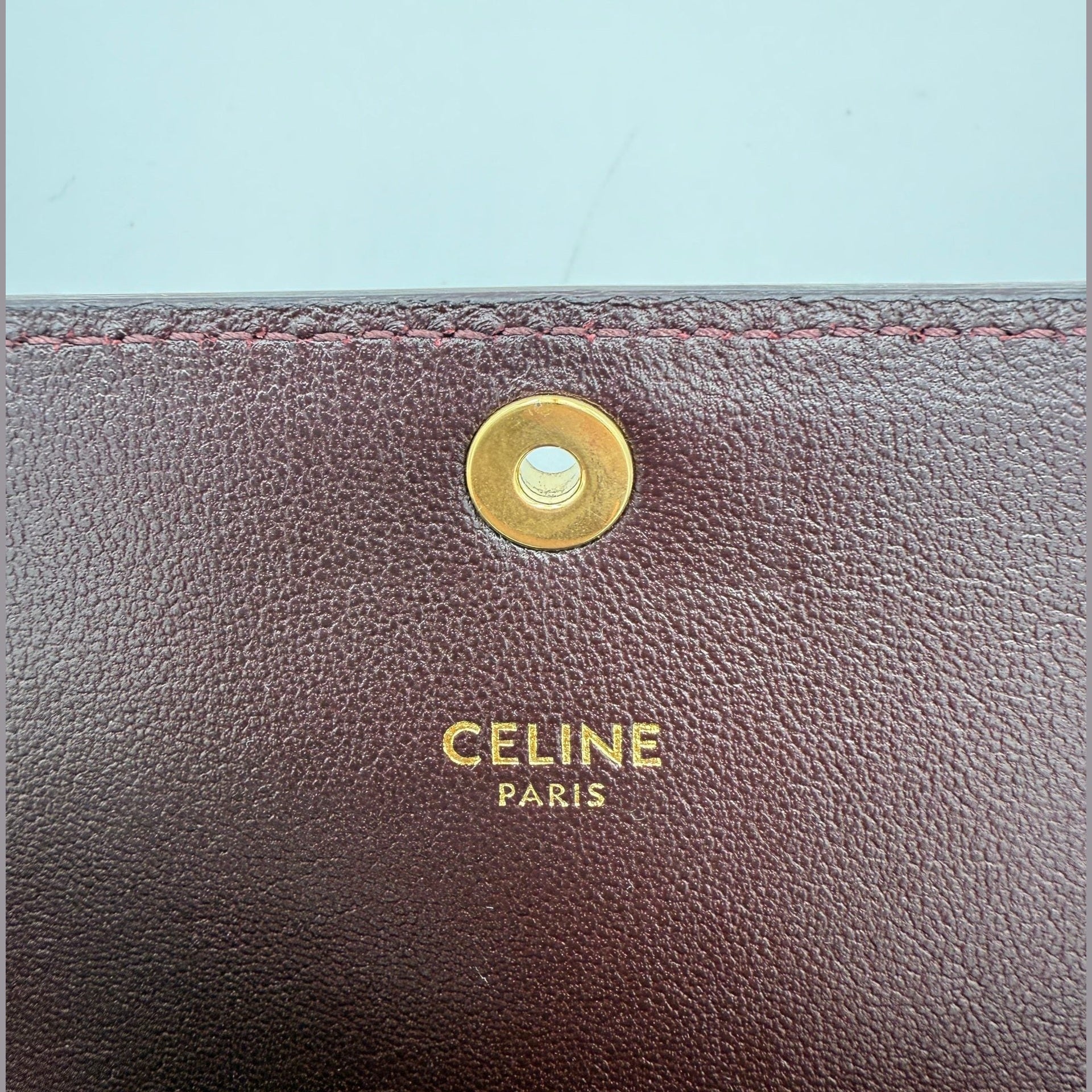 Celine CELINE TRIOMPHE Reptile Skin Burgundy Clutch