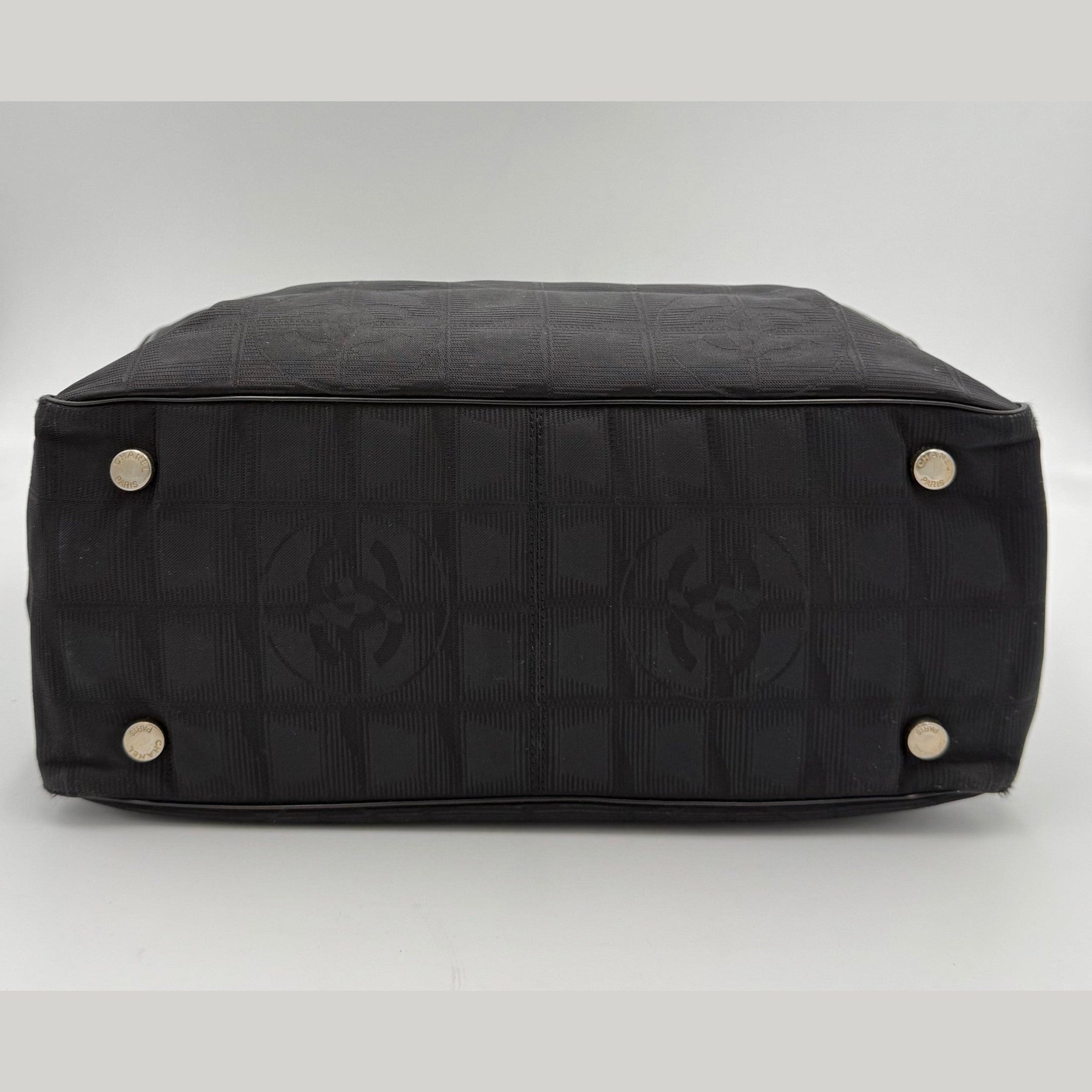 Chanel CHANEL Shopping Black Leather and Fabric Tote Bag