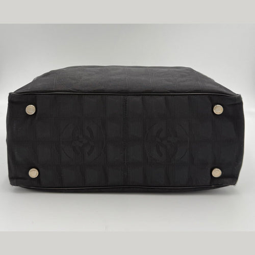 Chanel CHANEL Shopping Black Leather and Fabric Tote Bag