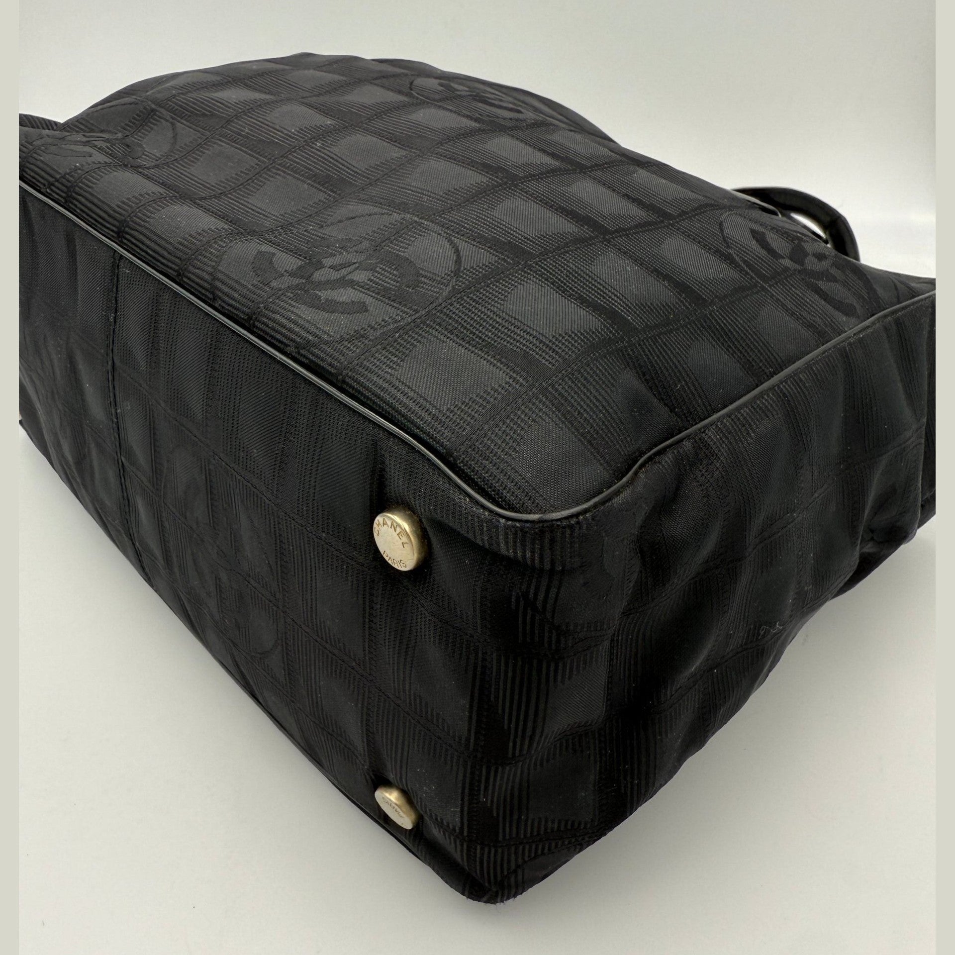 Chanel CHANEL Shopping Black Leather and Fabric Tote Bag