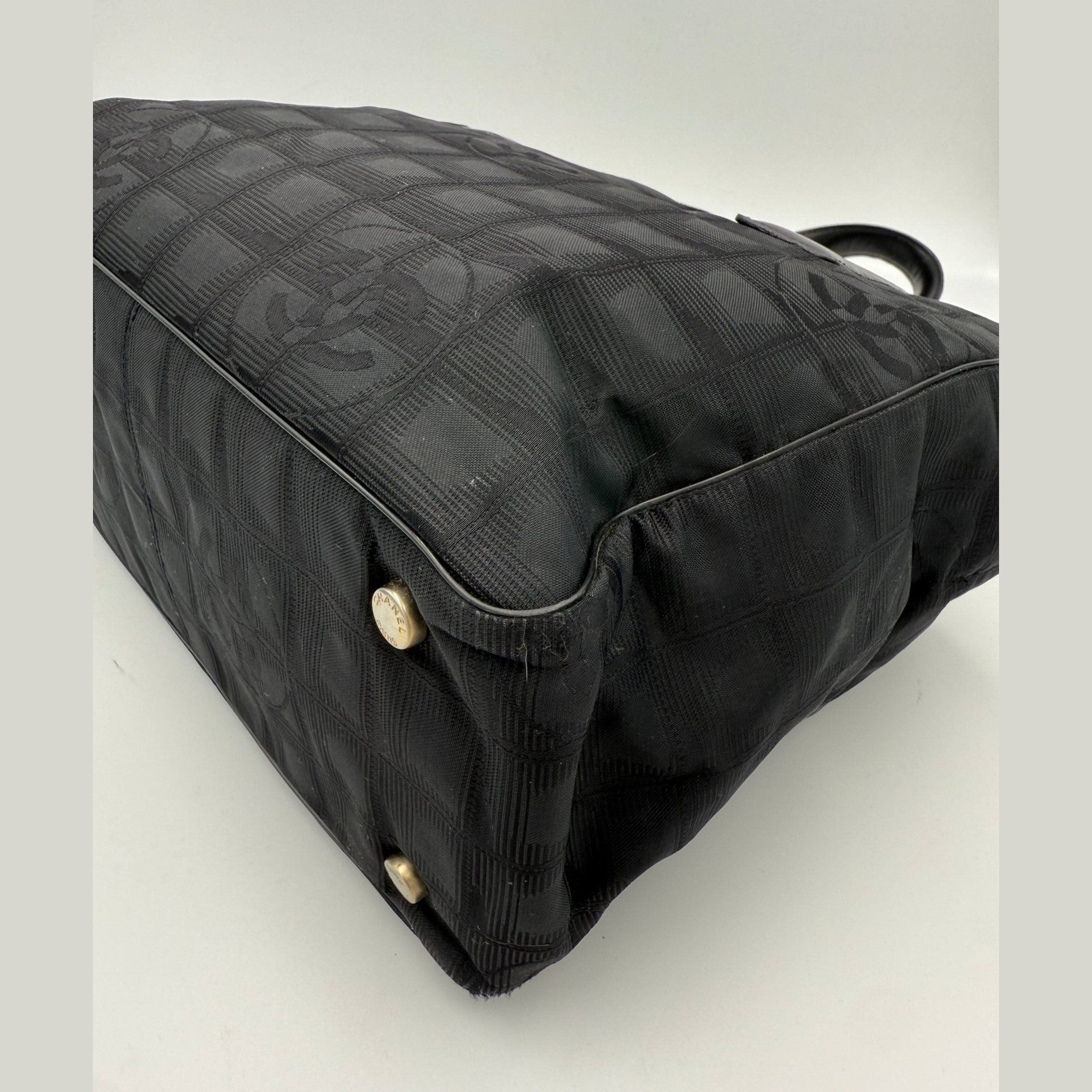 Chanel CHANEL Shopping Black Leather and Fabric Tote Bag