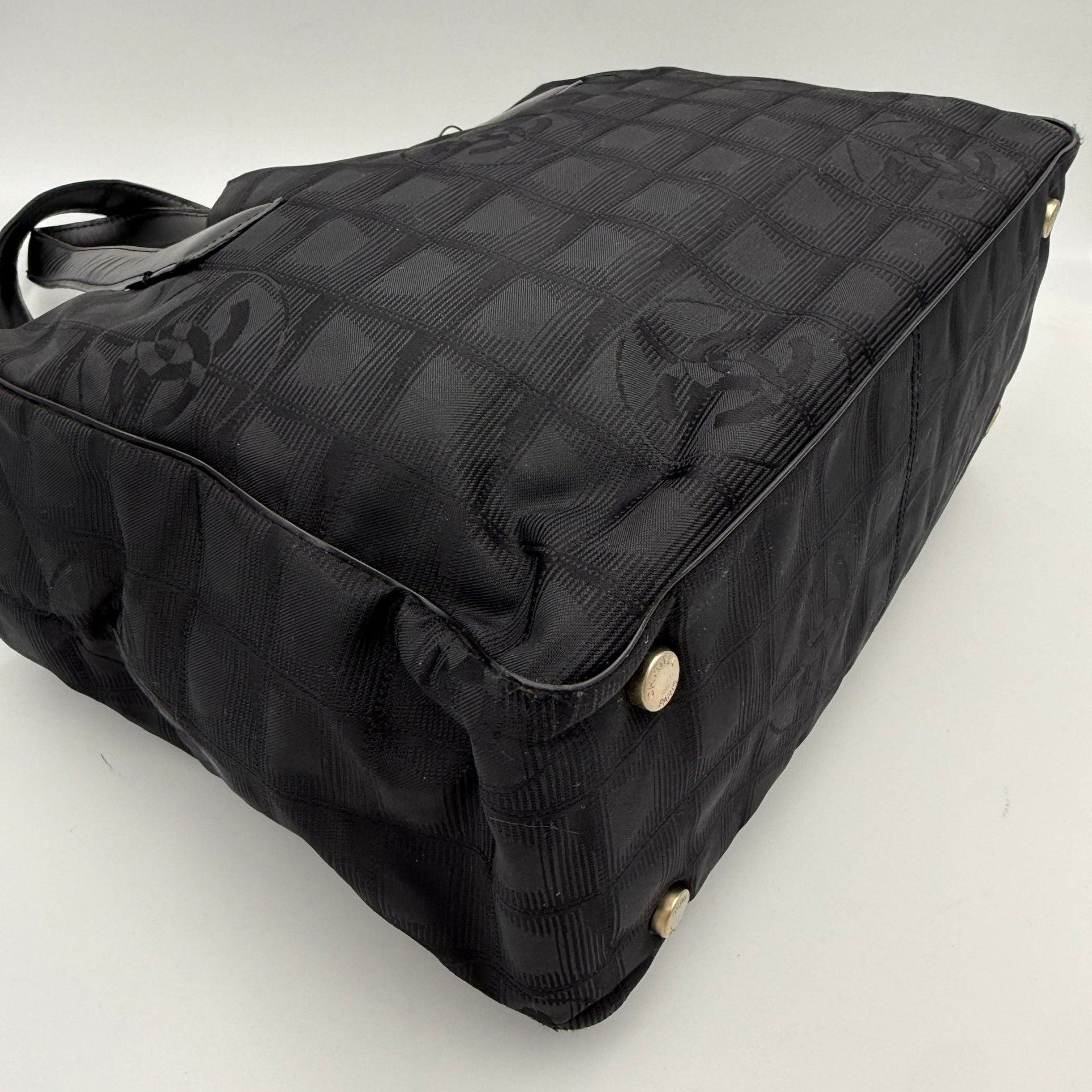 Chanel CHANEL Shopping Black Leather and Fabric Tote Bag