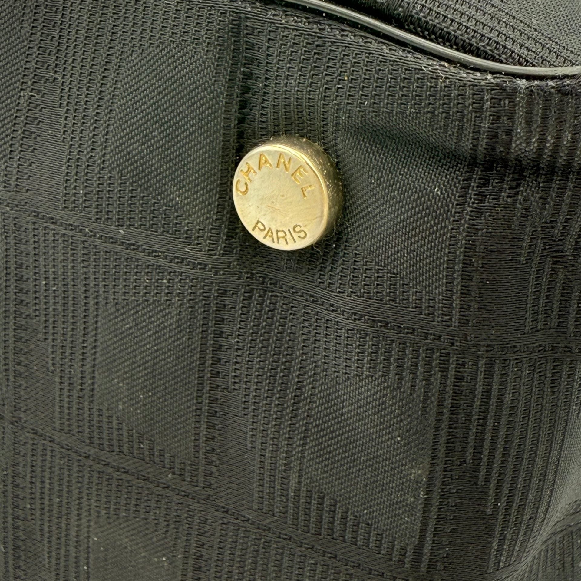 Chanel CHANEL Shopping Black Leather and Fabric Tote Bag