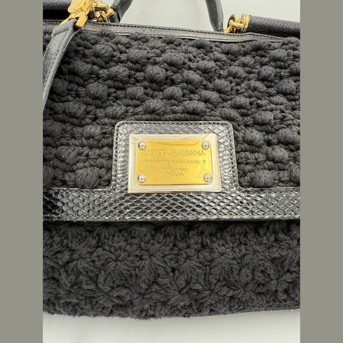 Dolce & Gabbana DOLCE & GABBANA Sicily Python and Macramé Handbag