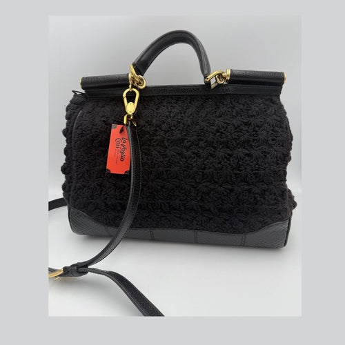 Dolce & Gabbana DOLCE & GABBANA Sicily Python and Macramé Handbag
