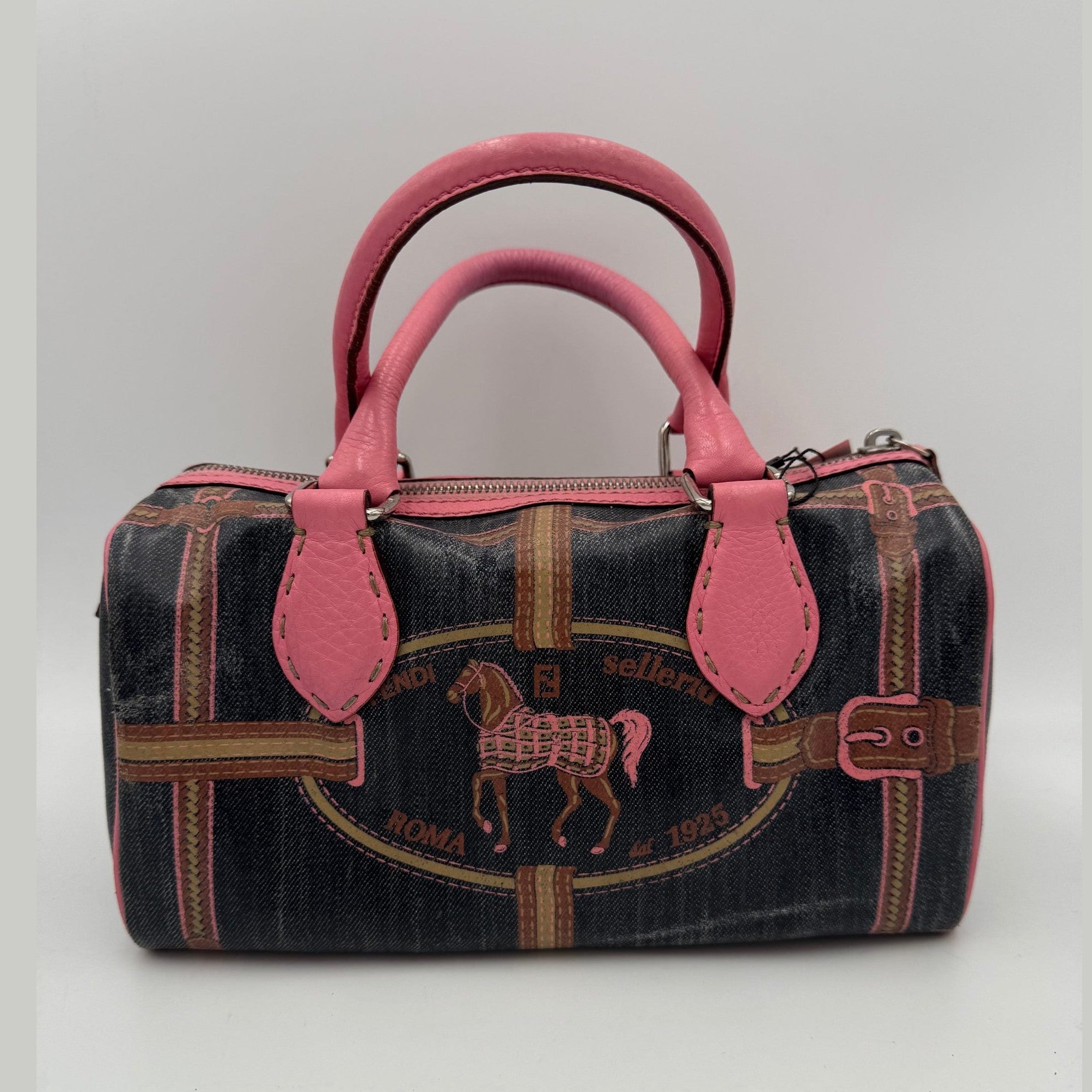 Fendi FENDI Bauletto Canvas Print Selleria Handbag