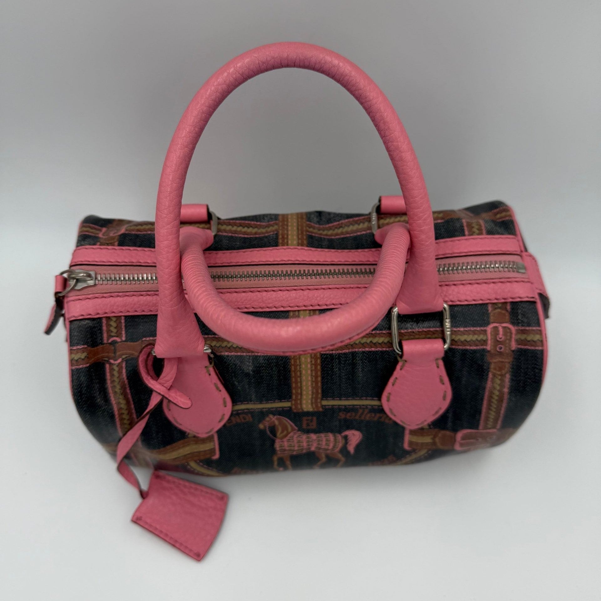 Fendi FENDI Bauletto Canvas Print Selleria Handbag