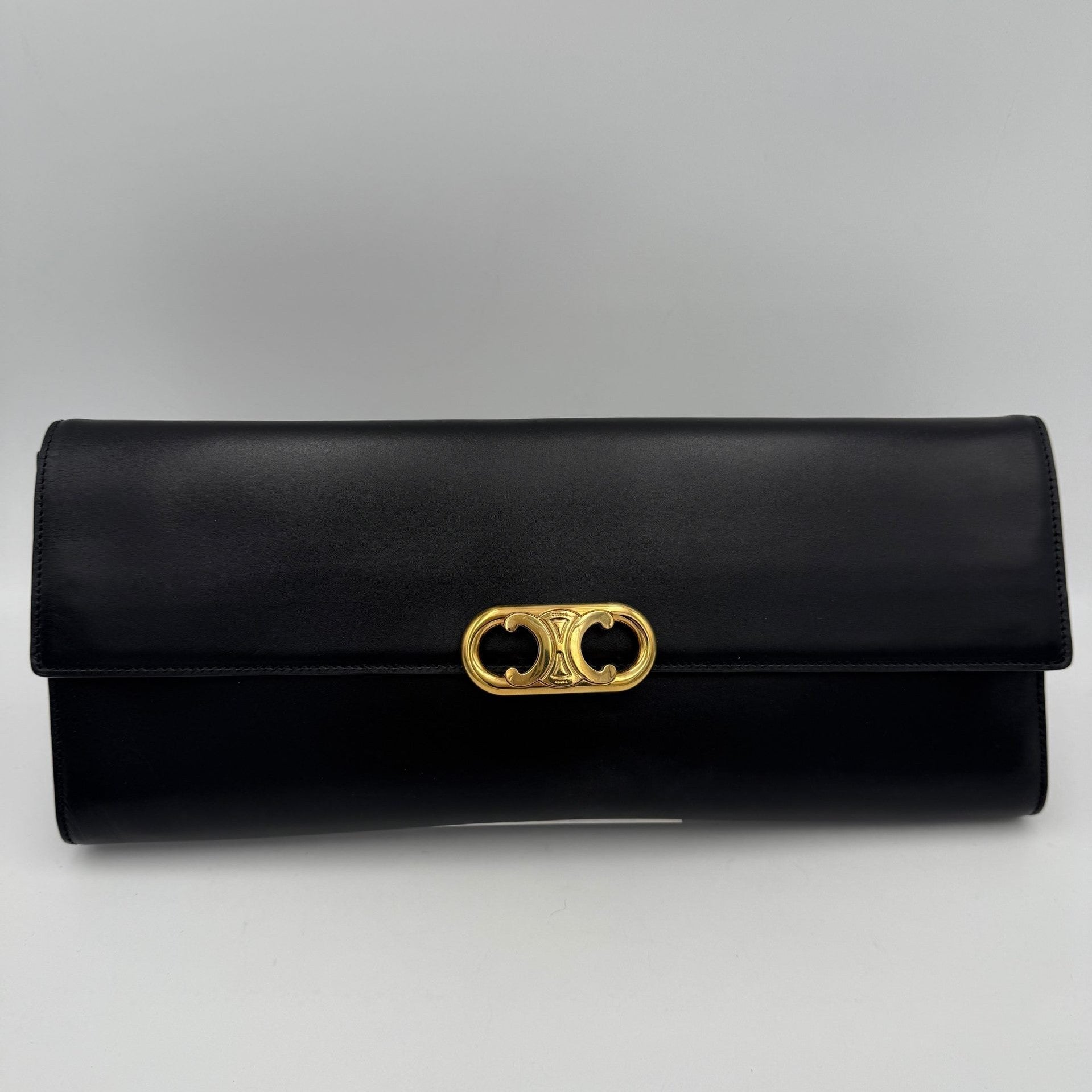 Celine CELINE TRIOMPHE Black Clutch