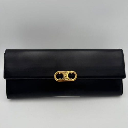 Celine CELINE TRIOMPHE Black Clutch