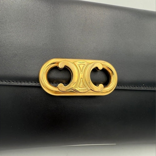 Celine CELINE TRIOMPHE Black Clutch