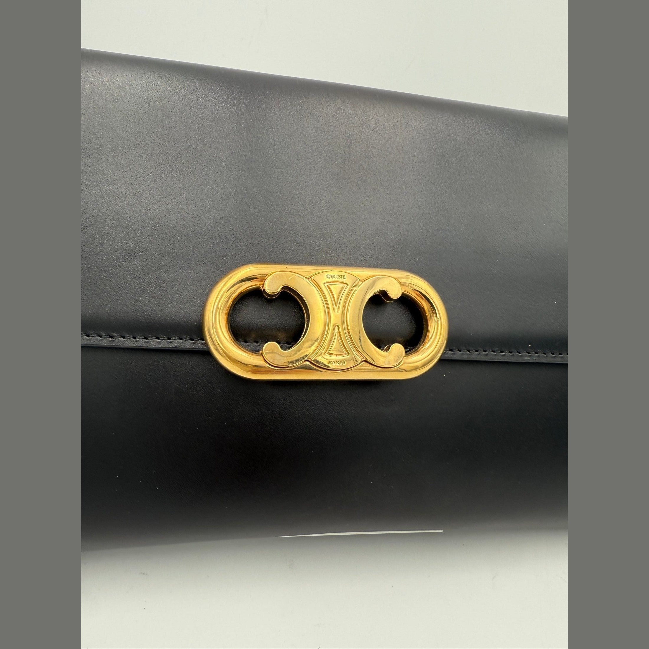 Celine CELINE TRIOMPHE Black Clutch