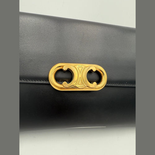 Celine CELINE TRIOMPHE Black Clutch