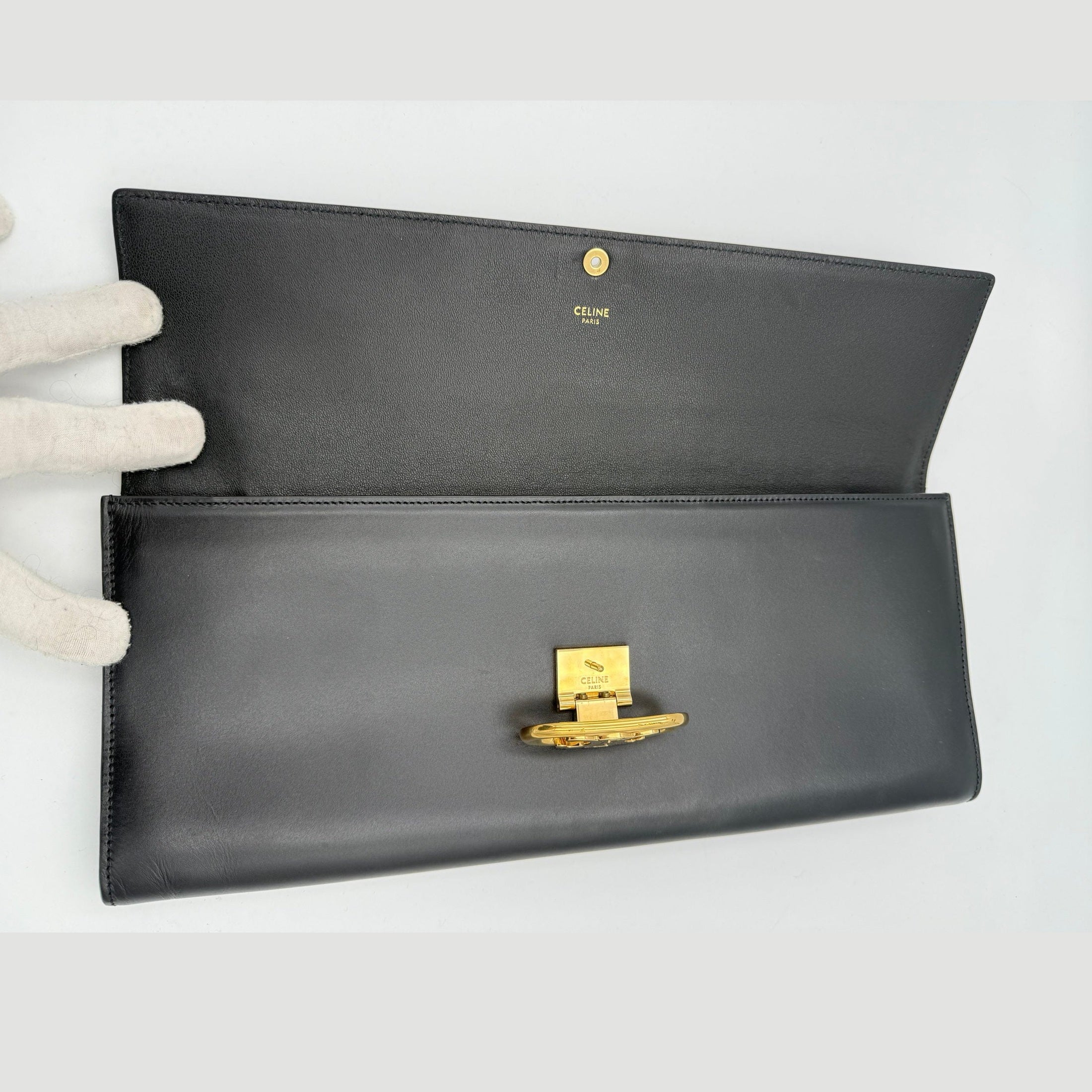 Celine CELINE TRIOMPHE Black Clutch