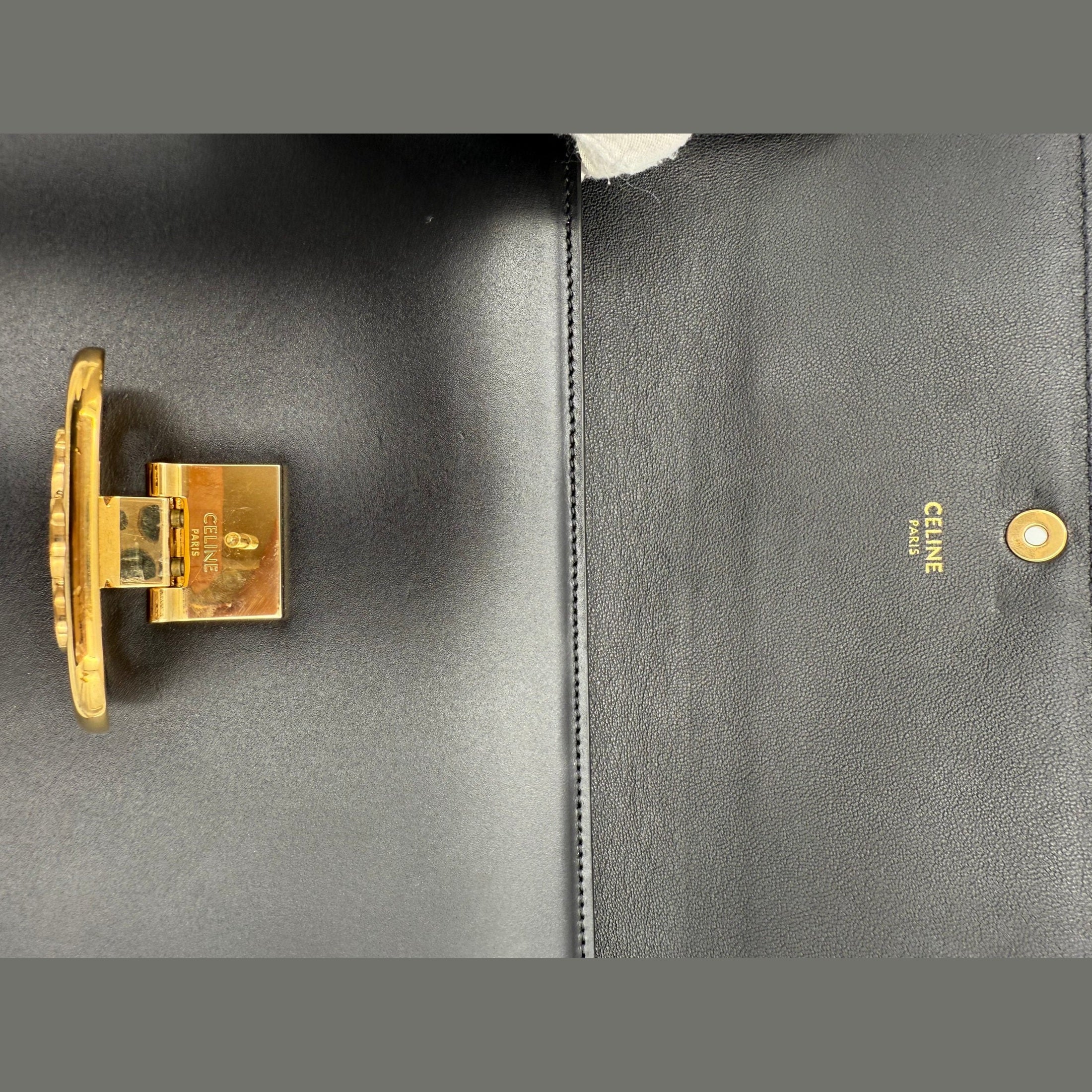 Celine CELINE TRIOMPHE Black Clutch