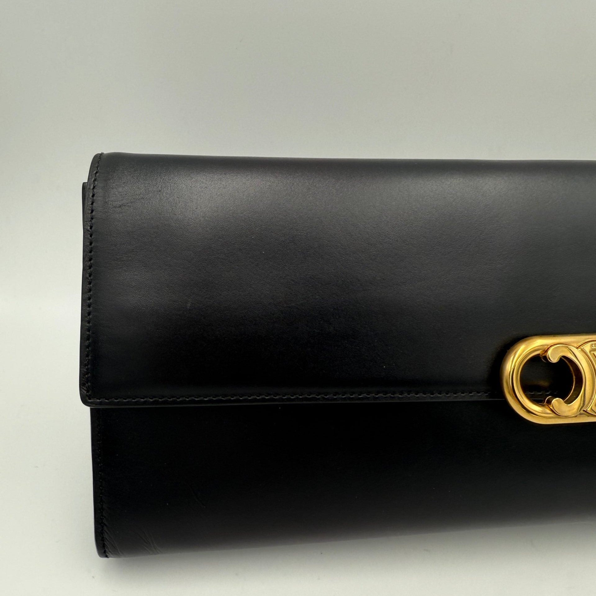Celine CELINE TRIOMPHE Black Clutch