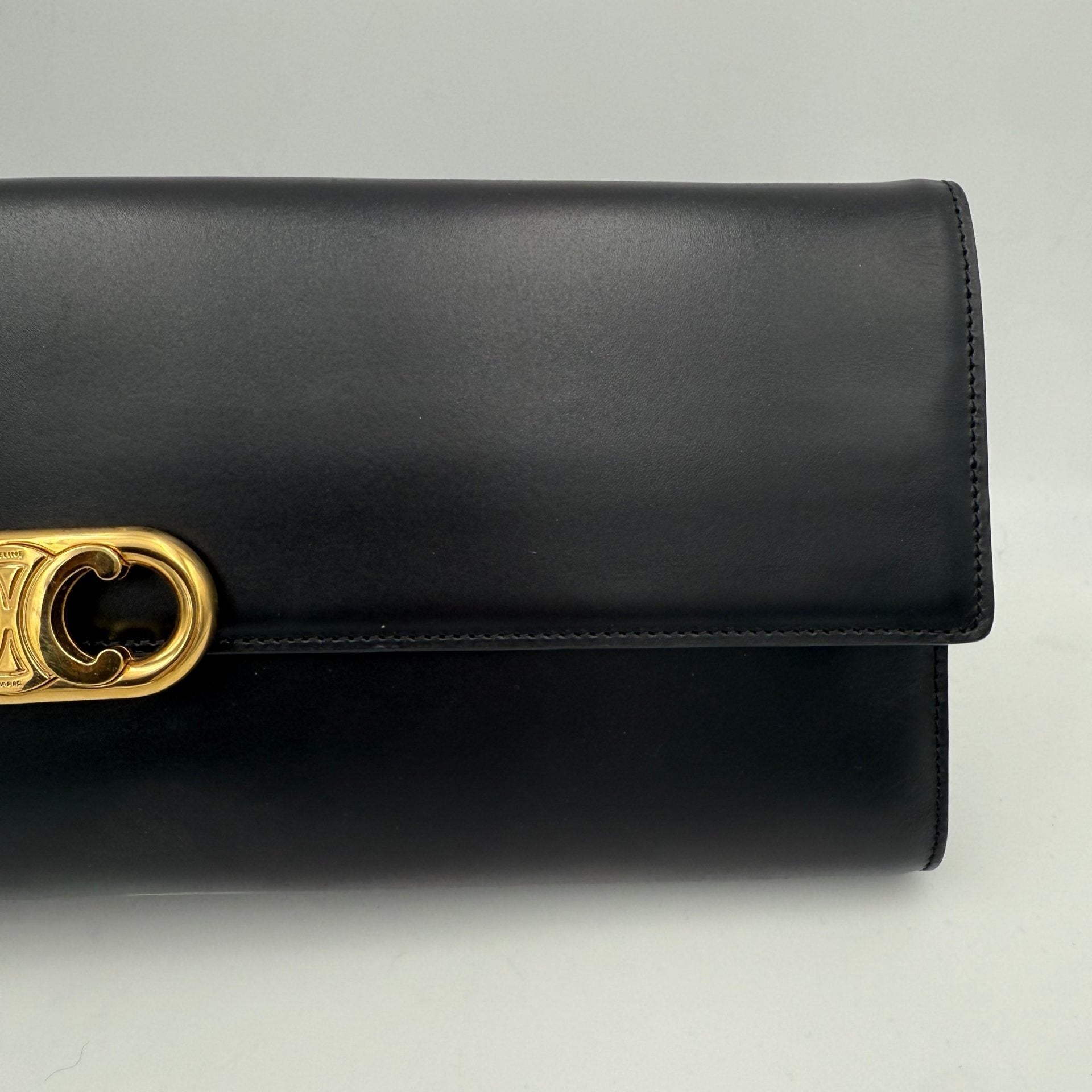 Celine CELINE TRIOMPHE Black Clutch