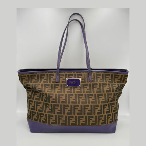 Fendi FENDI Roll FF Zucca and Purple Leather Bag