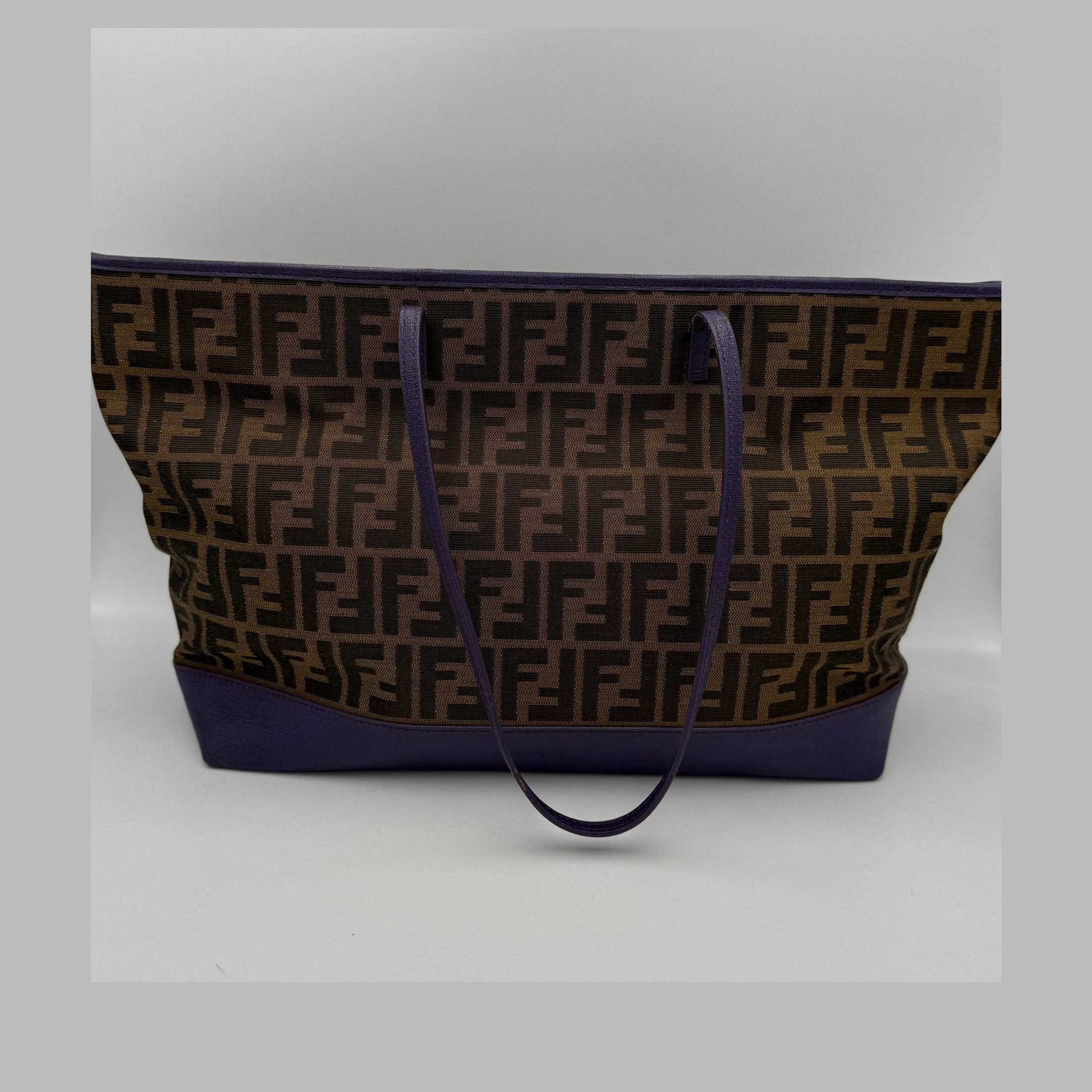 Fendi FENDI Roll FF Zucca and Purple Leather Bag