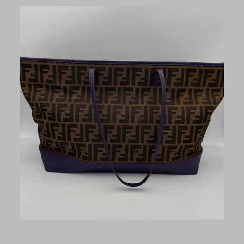 Fendi FENDI Roll FF Zucca and Purple Leather Bag