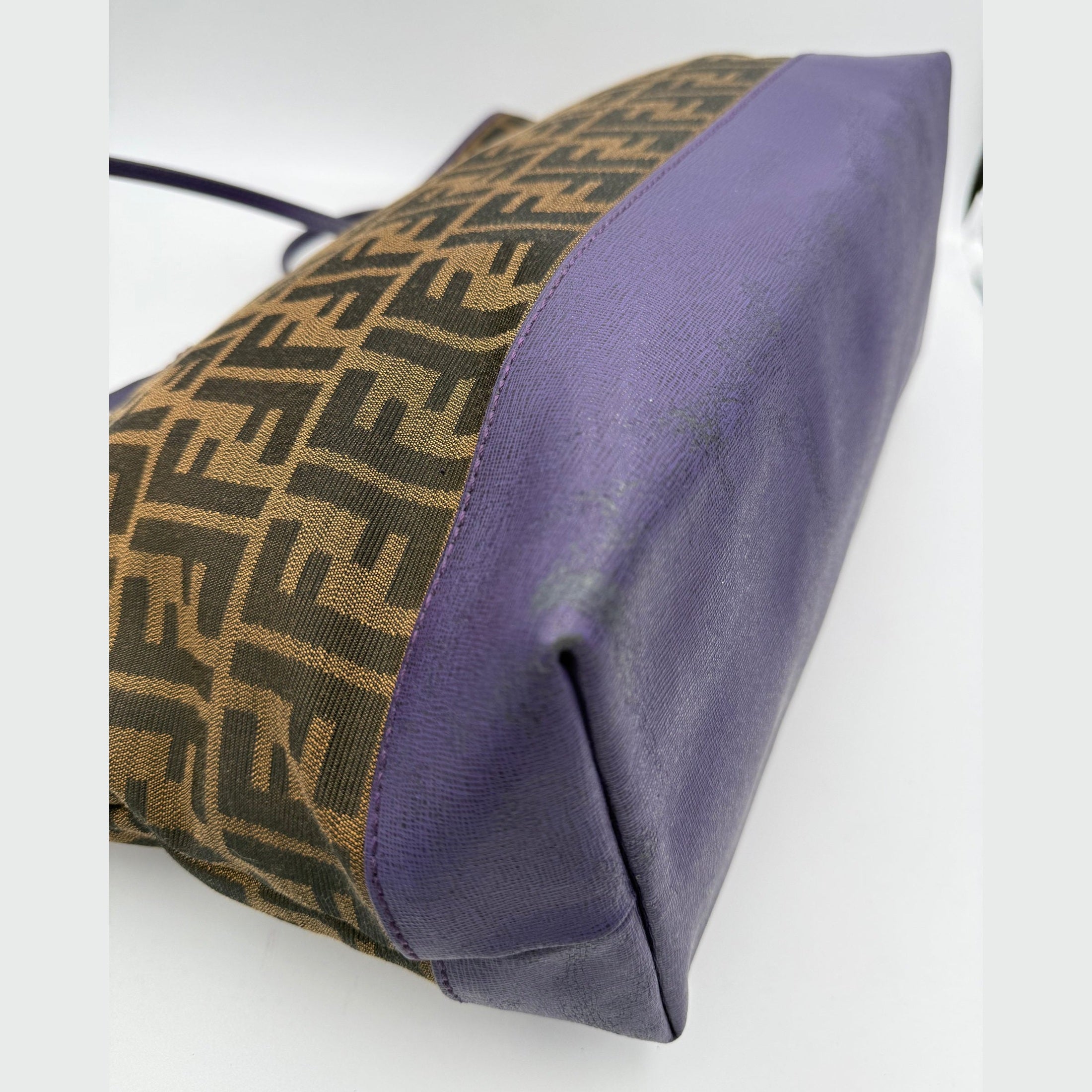 Fendi FENDI Roll FF Zucca and Purple Leather Bag
