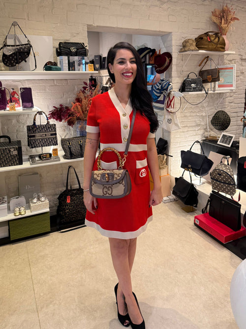 Gucci GUCCI BAMBOO 1947 GG Canvas Handbag