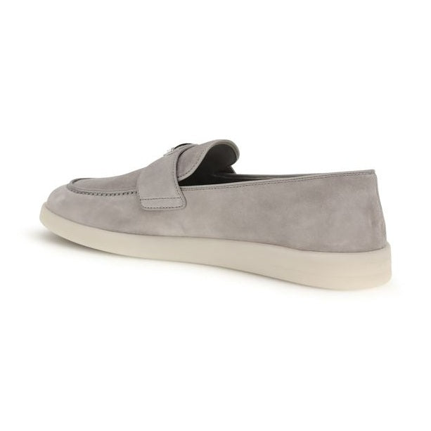 Prada Gray Calf Leather Bos Taurus Slip-On Loafers