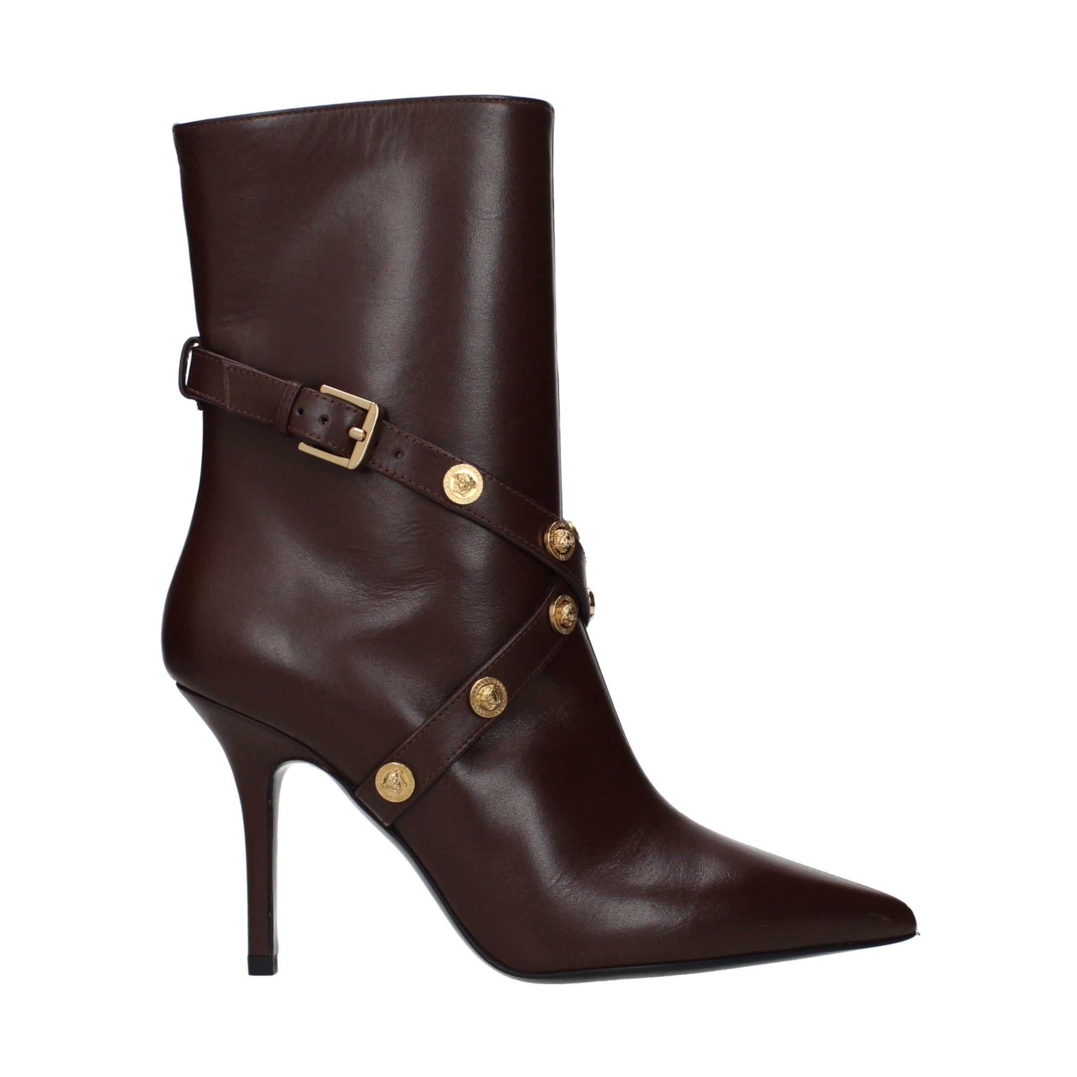 Versace Brown Leather Ankle Boots