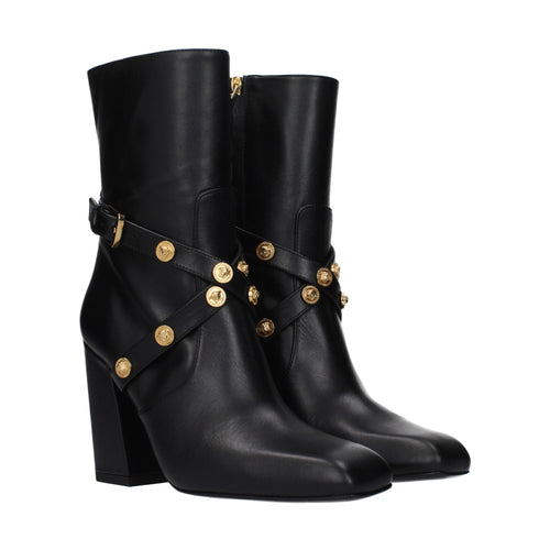 Versace Black Leather Ankle Boots