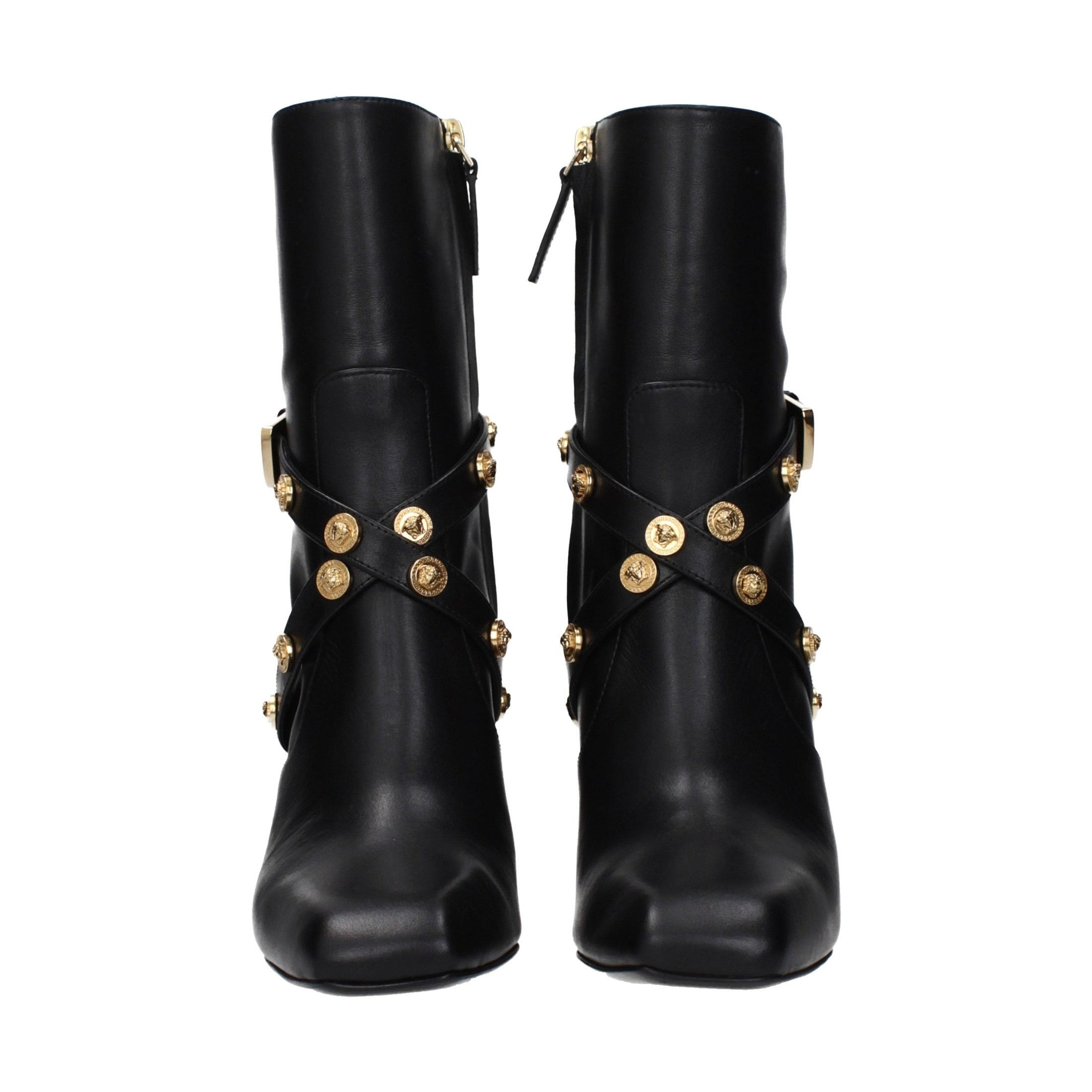 Versace Black Leather Ankle Boots