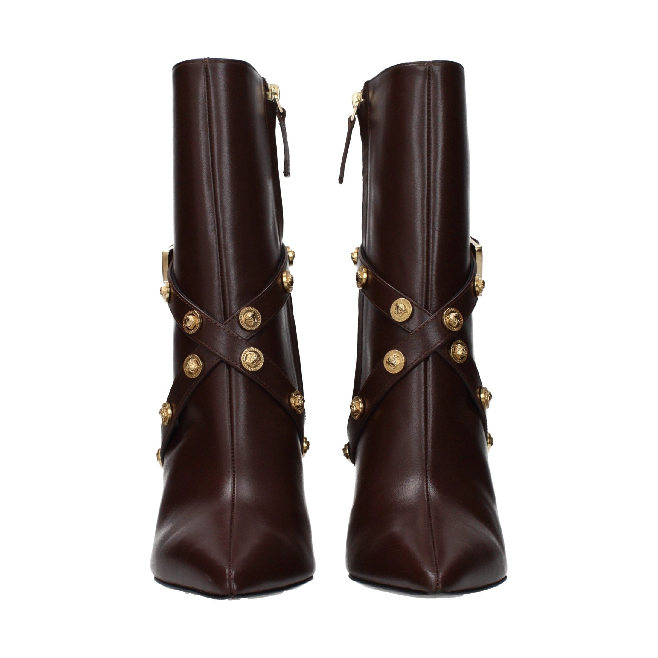 Versace Brown Leather Ankle Boots