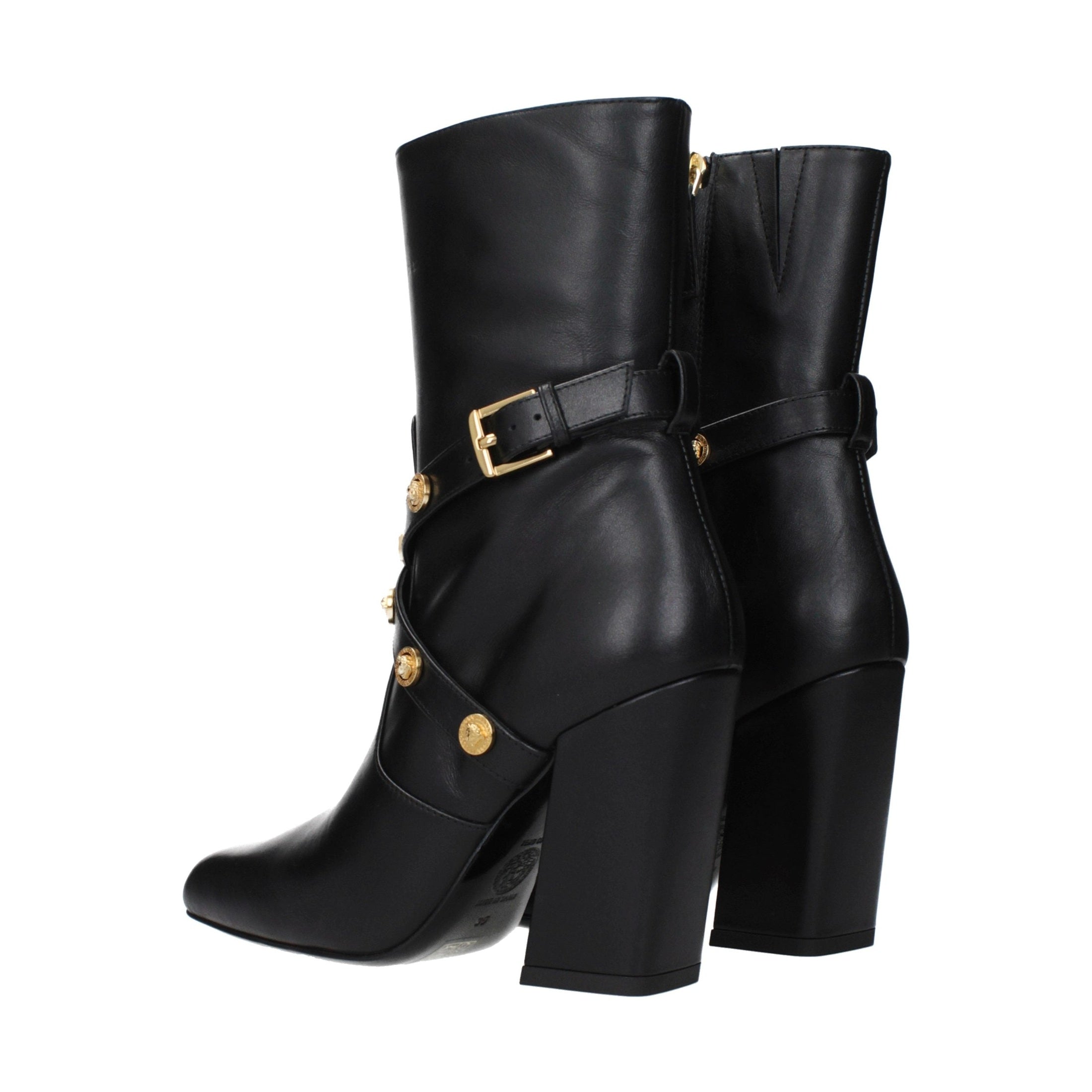 Versace Black Leather Ankle Boots