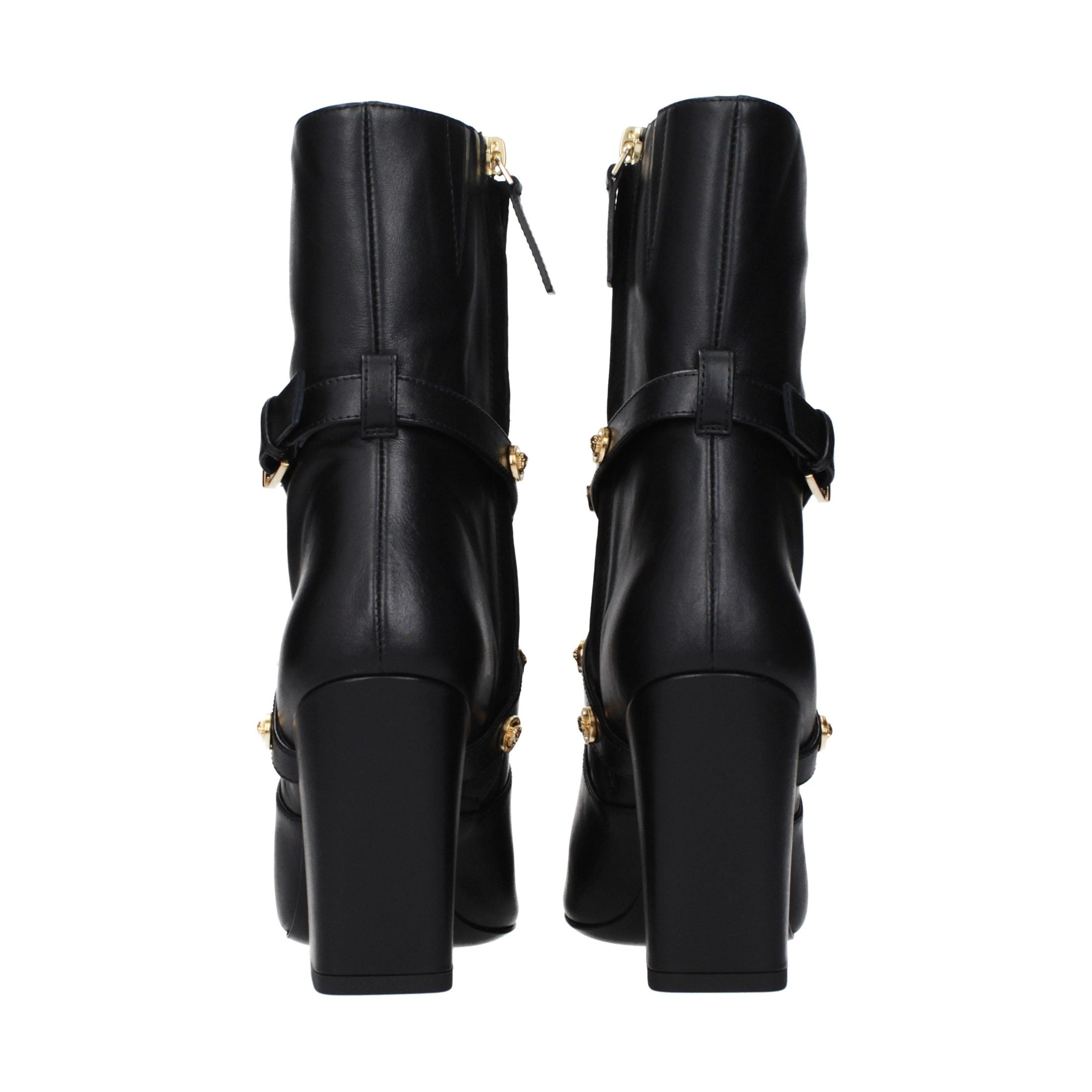Versace Black Leather Ankle Boots