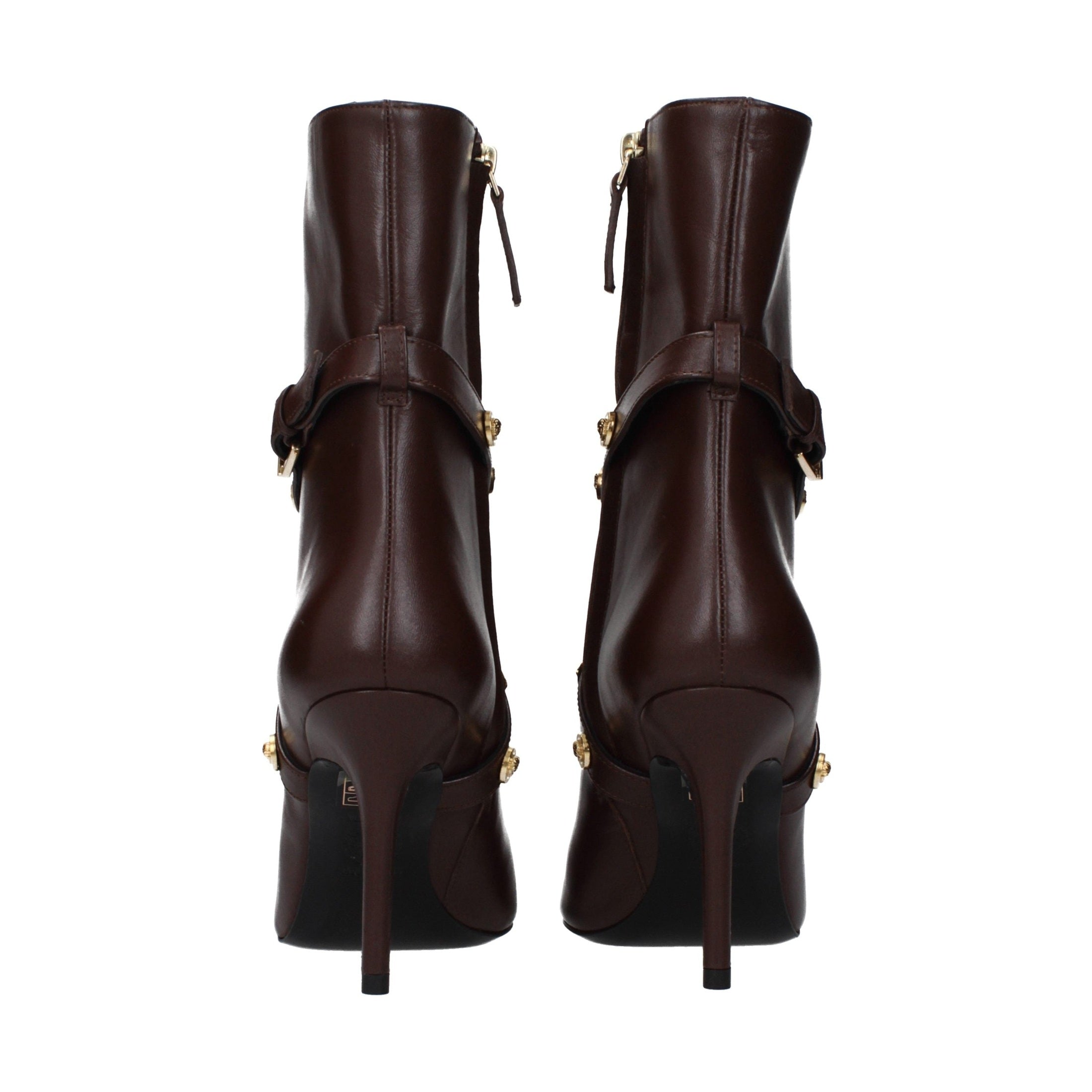 Versace Brown Leather Ankle Boots