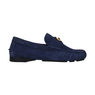 Versace Blue Leather Slip-On Loafers