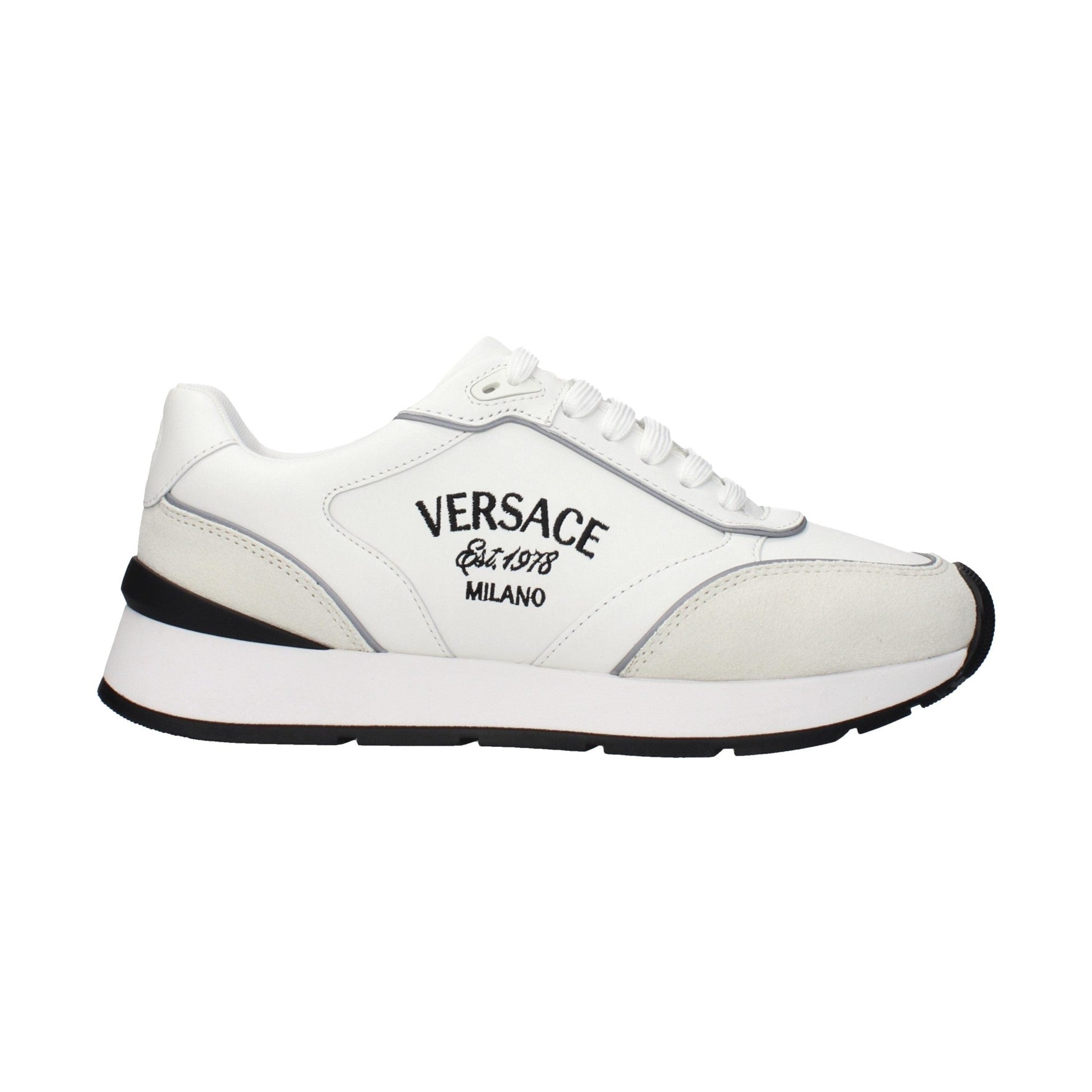 Versace White Leather Athletic Sneakers
