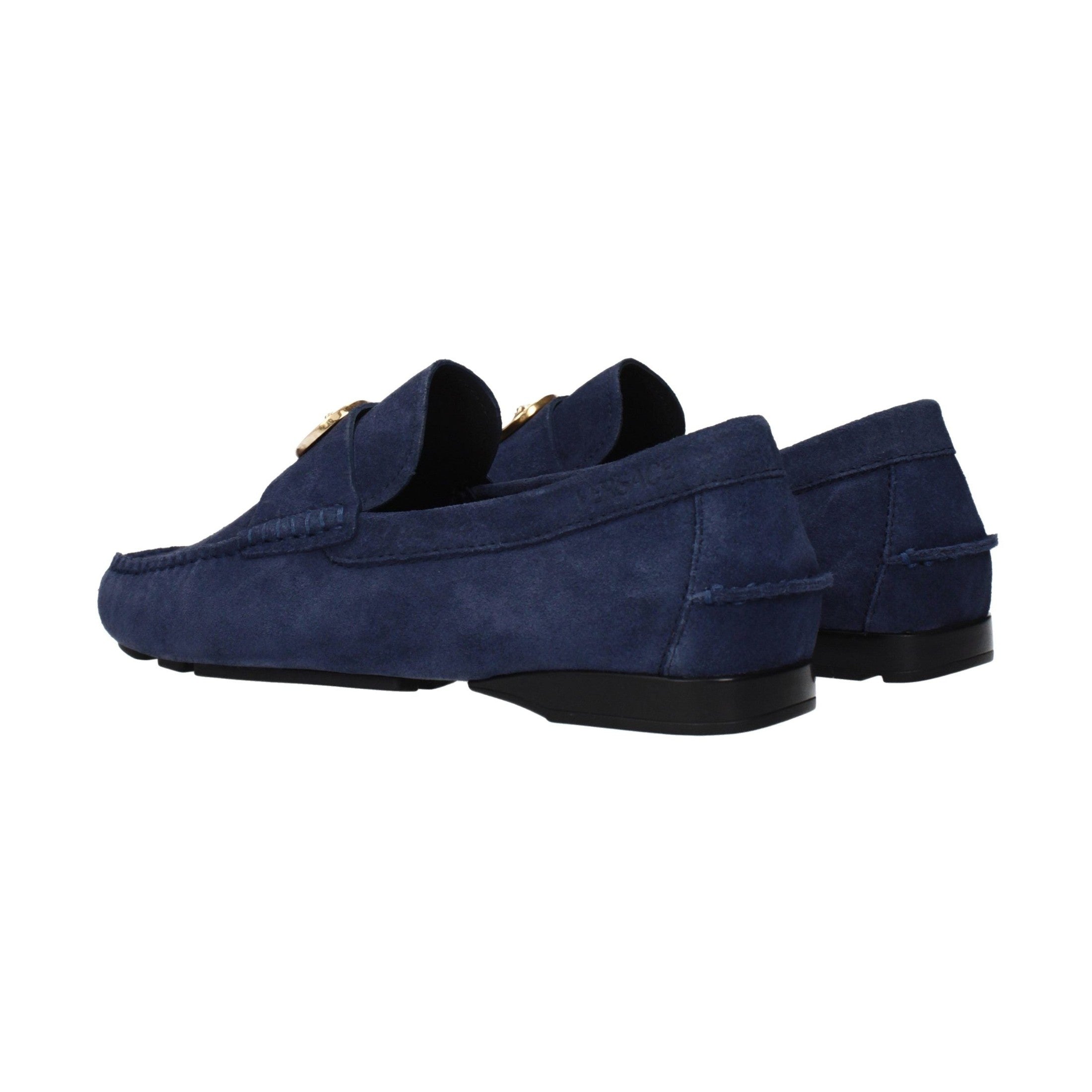 Versace Blue Leather Slip-On Loafers