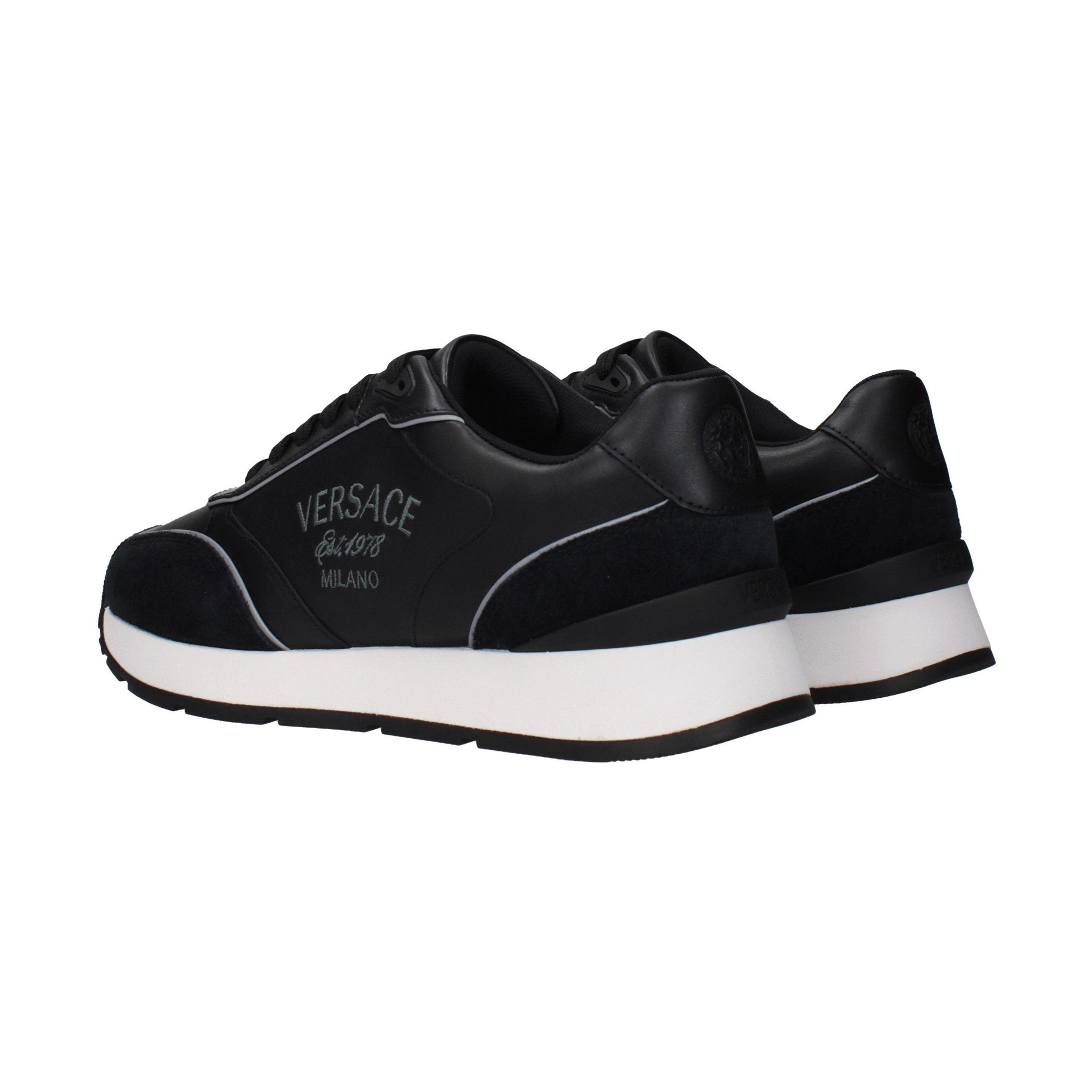 Versace Black Leather Low Top Sneakers