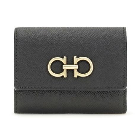 Ferragamo Black Calf Leather Bos Taurus Wallet