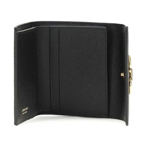 Ferragamo Black Calf Leather Bos Taurus Wallet