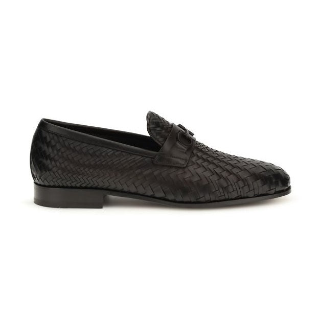 Ferragamo Brown Calf Leather Bos Taurus Slip-On Loafers