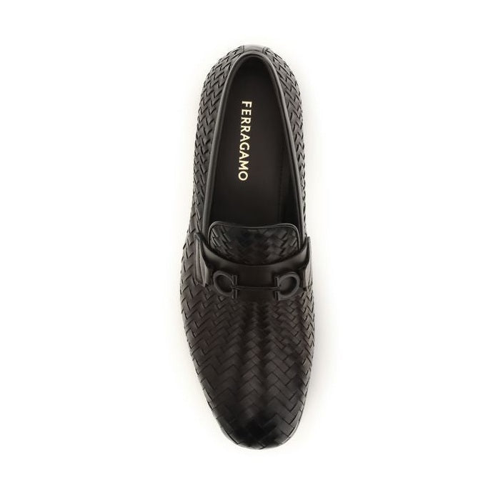 Ferragamo Brown Calf Leather Bos Taurus Slip-On Loafers