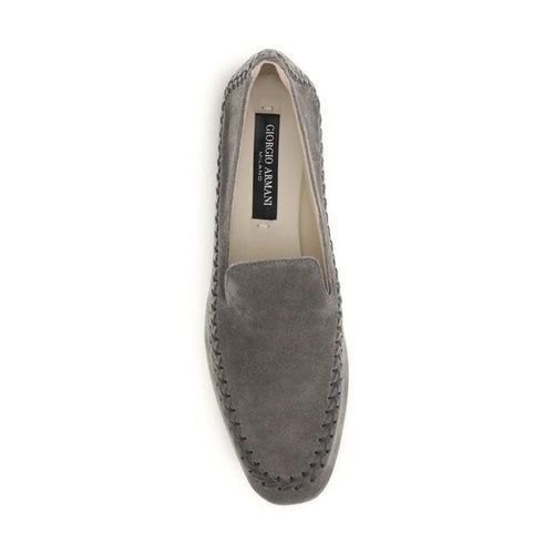 Giorgio Armani Gray Calf Leather Bos Taurus Slip-On Loafers